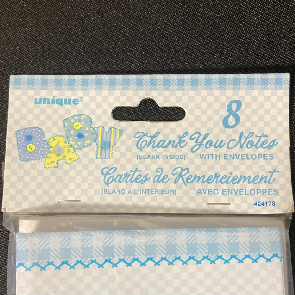 ⭐️ Unique Industries Blue Baby Shower Thank You Cards And Envelopes Set of 8